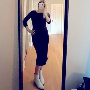 Bb Dakota fitted, ribbed long black dress - xs.